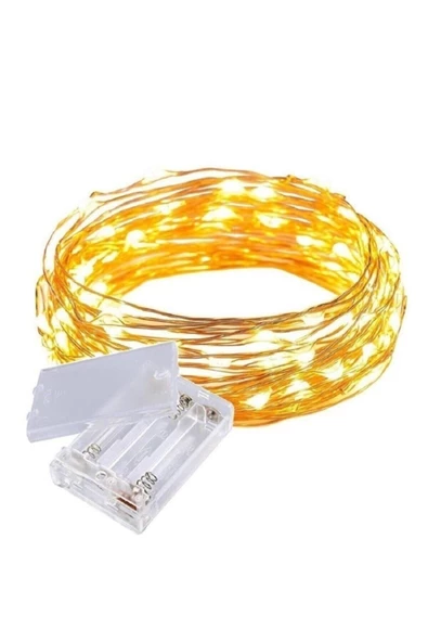 Pazariz 10 Metre İnce Tel Pilli Dekoratif  Peri Led