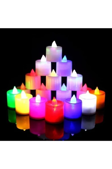 Pazariz Renkli Pilli Işık Led Mum Romantik Gecelere Özel Dekor Mor 24 Ad - 2