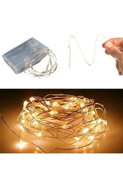 Pazariz 10 Metre Peri Led Ince Tel Pilli Dekoratif Led Işık