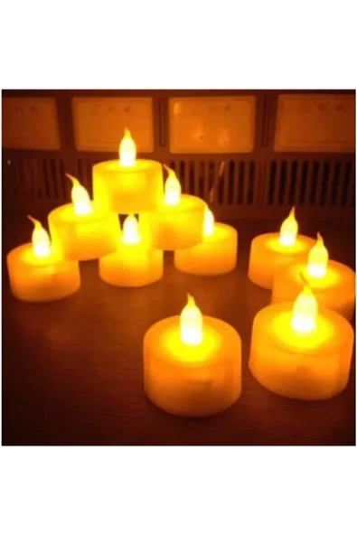 Pazariz 10 Adet Dekoratif Pilli Led Mum - Resim 2