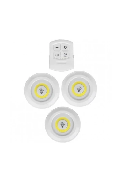 Pazariz Uzaktan Kumandalı Yapışkanlı 3'lü Spot Led Lamba - Pilli - Resim 3