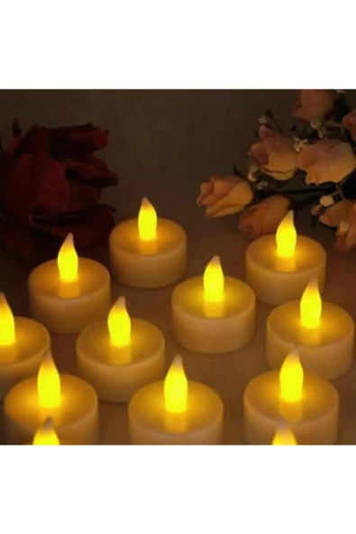 Pazariz 10 Adet Dekoratif Pilli Led Mum ürün görseli 1