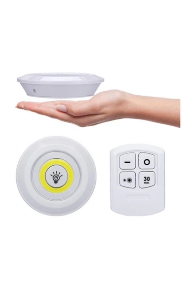 Pazariz Uzaktan Kumandalı 3'lü Spot Led Lamba Kablosuz Pilli Işıldak ürün görseli