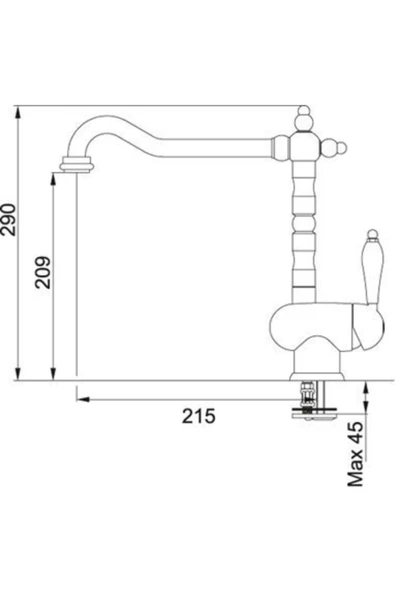 Pazariz Bronz Rustik Mutfak - Banyo / Eviye Bataryası Sıcak Soğuk Çift Su Girişli Musluk - 2