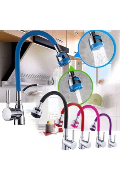 Pazariz Pazarız Renkli Oynar Başlıklı Tasarruflu Silikon Musluk Başlığı Kubar ürün görseli