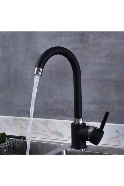 Pazariz Siyah T-mix Kuğu Mutfak Evye Batarya Siyah