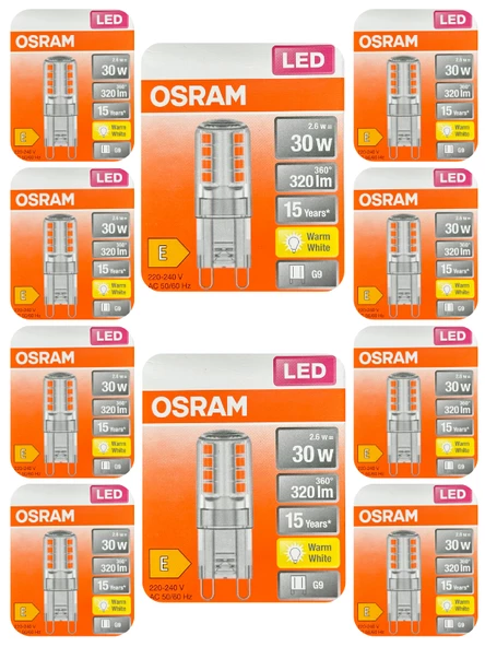Osram 2,6W (30W) 2700K (Sarı Işık) G9 Duylu Led Kapsül Ampul (10 Adet)