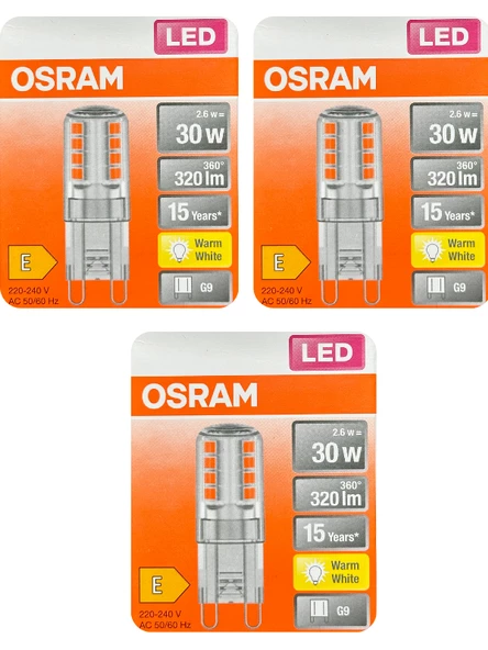 Osram 2,6W (30W) 2700K (Sarı Işık) G9 Duylu Led Kapsül Ampul (3 Adet) ürün görseli 1