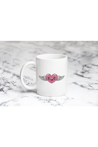 Pazariz Melek Kanatlı Özel Kalp Kupa Bardak ürün görseli 1