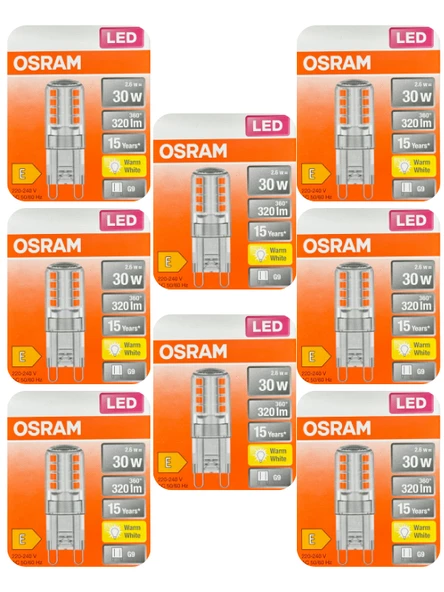 Osram 2,6W (30W) 2700K (Sarı Işık) G9 Duylu Led Kapsül Ampul (8 Adet)