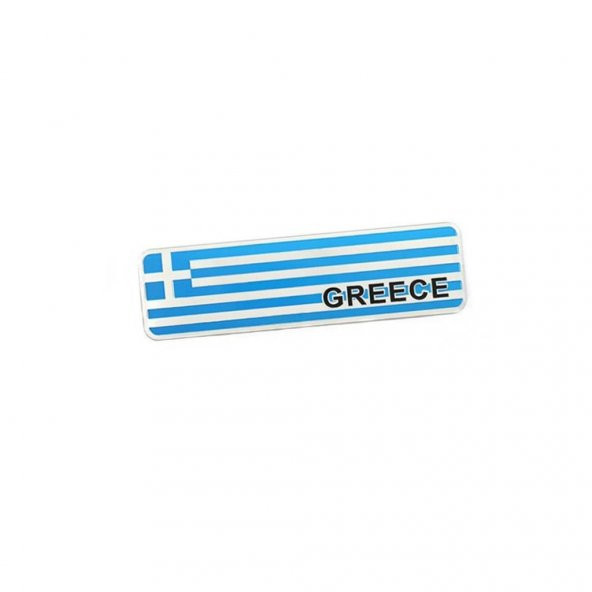 Yunanistan Bayrağı Tasarımlı Alüminyum Sticker Etiket Uzun