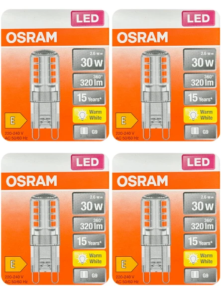 Osram 2,6W (30W) 2700K (Sarı Işık) G9 Duylu Led Kapsül Ampul (4 Adet)
