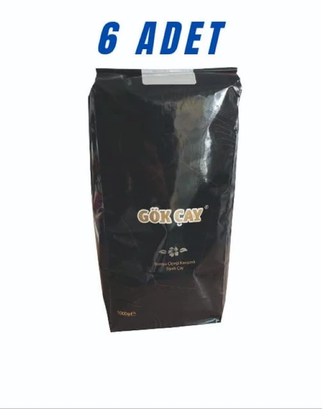 GÖK ÇAY BAMYA ÇİÇEĞİ KARIŞIMLI SİYAH ÇAY 1000 GR 6'LI SET