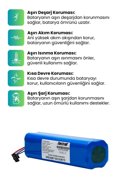 Dreame Mop F9 Uyumlu Batarya (ULTRA YÜKSEK KAPASİTE) 7000mah Pil Robot Süpürge Batarya Değişimi - 3