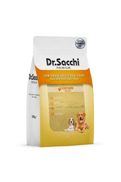 Dr.Sacchi Premium Düşük Tahıllı Tavuklu Yetişkin Köpek Maması 1,5 Kg