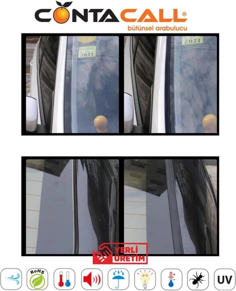 Contacall Üniversal Oto Sunroof Fitili Kenar Fitilleri ön arka Cam Contası 5 Metre Siyah - 2