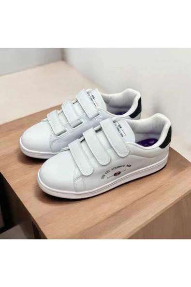 erenimstore Beyaz Üç Cırtlı Kadın Spor Ayakkabı Sneaker