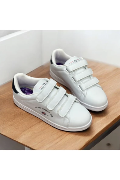 erenimstore  Beyaz Üç Cırtlı Kadın Spor Ayakkabı Sneaker - 3