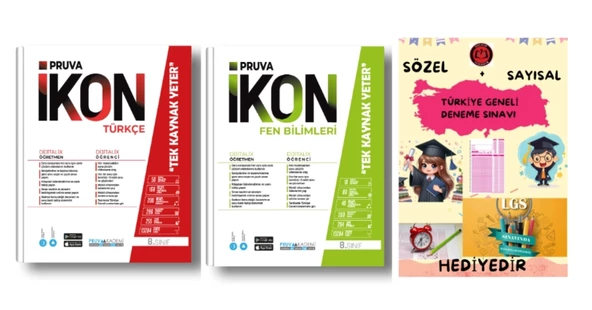 PRUVA AKADEMİ YAYINLARI 8.SINIF İKON ETKİNLİKLİ SORU BANKASI TÜRKÇE + FEN BİLİMLERİ +HEDİYELİ