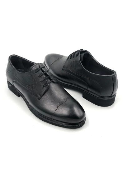 çelikler Hakiki Deri Siyah Bağlı Erkek Klasik Ayakkabı - 3