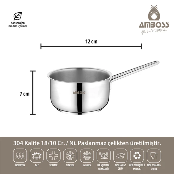 3 Parça Cool İndüksiyon Uyumlu Paslanmaz Çelik Sütlük Sosluk - 5