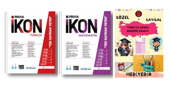 PRUVA AKADEMİ YAYINLARI 8.SINIF İKON ETKİNLİKLİ SORU BANKASI TÜRKÇE + MATEMATİK +HEDİYELİ