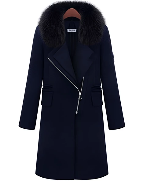 Kürklü Kadın Kaşmir Kaşe KAban - Resim 2