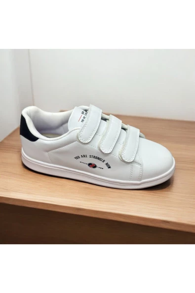 erenimstore  Beyaz Üç Cırtlı Kadın Spor Ayakkabı Sneaker - 4