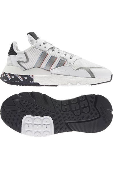 adidas Nite Jogger Erkek Spor Ayakkabı Beyaz Mavi - 4