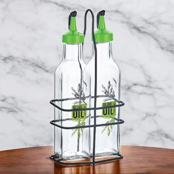 Qlux Metal Standlı Perge Kare Yağlık 2li Set 250 cc