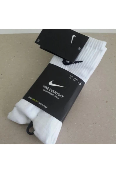 Nike Everyday Cushioned 3'lü Havlu Çorap Uzun Çorap Beyaz 3 Çift - 4