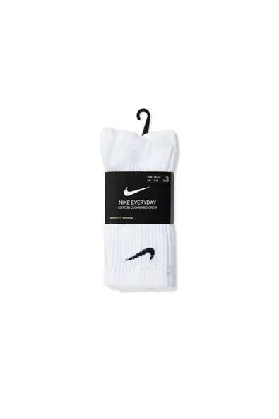 Nike Everyday Cushioned 3'lü Havlu Çorap Uzun Çorap Beyaz 3 Çift - 3