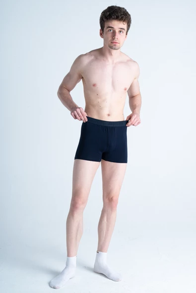 Mercan Erkek Lacivert 6'lı Pamuklu Esnek Premium Likralı Boxer