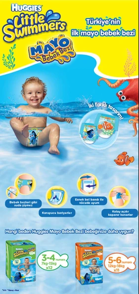 Huggıes Little Swımmers Mayo Bebek Bezi Beden:5-6 (12-18KG) 33 Adet (3PK*11) - 8