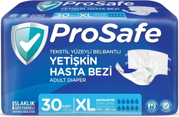 Prosafe Hasta Bezi Yetişkin Bel Bantlı Tekstil Yüzey XL - Extra Large - Ekstra Büyük Boy  30 Adet Tekli Pk