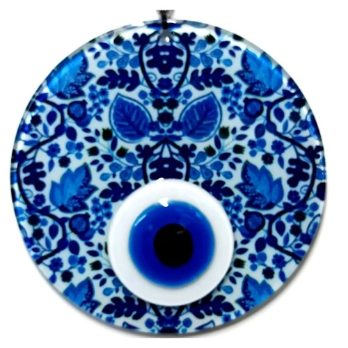 Yaprak Desenli El Yapımı Cam Nazar Boncuğu Yaprak Desenli Cam Duvar Süsü - 2
