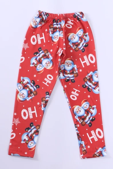 KIZ ÇOCUK YILBAŞI TAYT NOEL BABA BASKILI E31 - 3