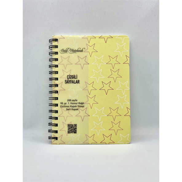 Gold Notebook 15x22 Çizgili Defter Sarı Yıldızlı