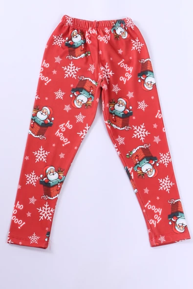 KIZ ÇOCUK YILBAŞI TAYT NOEL BABA BASKILI E31 - 2