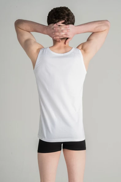 Mercan %100 Pamuk 6'lı Erkek Beyaz Askılı Atlet - 4