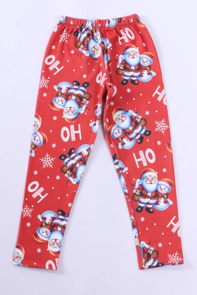 KIZ ÇOCUK YILBAŞI TAYT NOEL BABA BASKILI E31 - 4