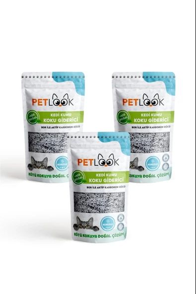 Petlook Active Carbon Kedi Kumu Koku Giderici Kokusuz 300 G X 3 ADET