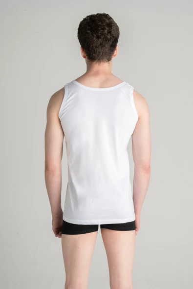 Mercan %100 Pamuk 6'lı Erkek Beyaz Askılı Atlet - 3