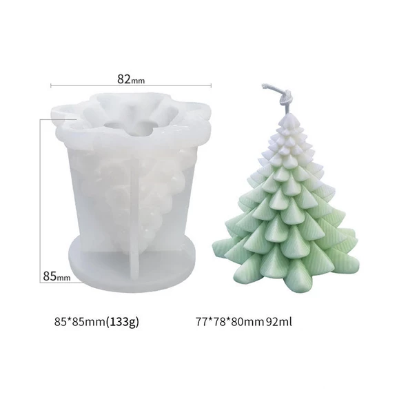 Silikon Kalıp Dekoratif Yılbaşı Noel Ağacı Noel Dekorasyon Mum Kalıbı 8X7.8 CM - 5