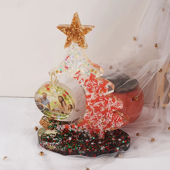 Epoksi Reçine Silikon Yılbaşı Noel Çam Ağacı Fotoğraf Çerçevesi Dekoratif Resimlik Kalıbı - 3