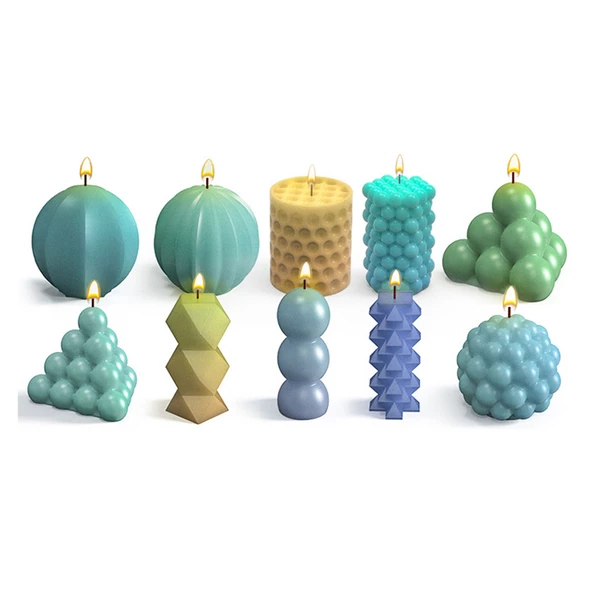 Epoksi Reçine Silikon Kalıp Taş Tozu Sık Çizgili Yuvarlak Daire Mum Kalıbı - Resim 2