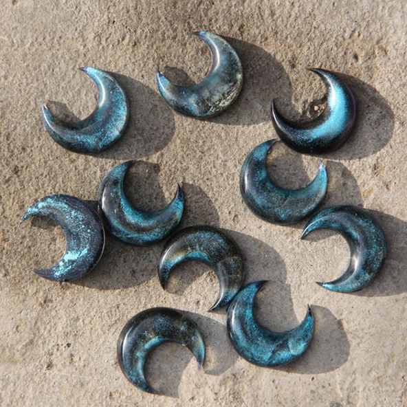 Epoksi Silikon Kalıp Çoklu Anahtarlık Farklı Boylarda Yarım Ay Kolye Küpe Kalıbı - 4