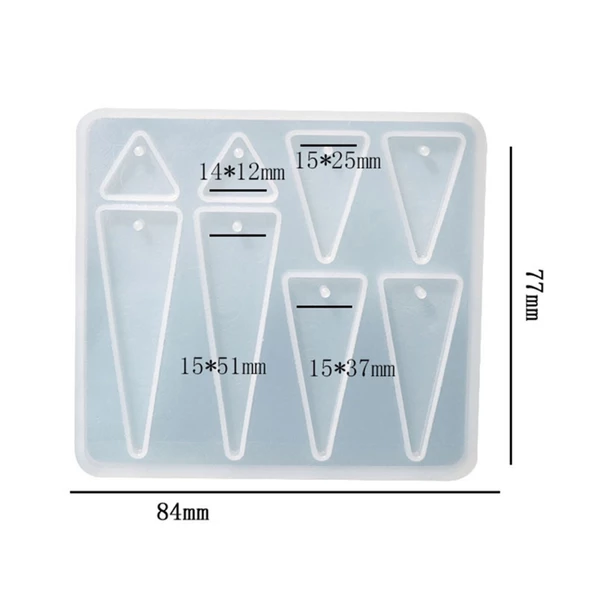 Epoksi Silikon Kalıp Çoklu Anahtarlık Geometrik Üçgen Delikli Kolye Küpe Kalıbı - 2