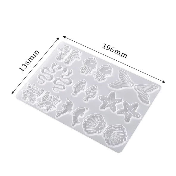 Epoksi Silikon Kalıp Deniz Canlıları Figür Modelleri Delikli Anahtarlık Kolye Küpe Kalıbı - 2
