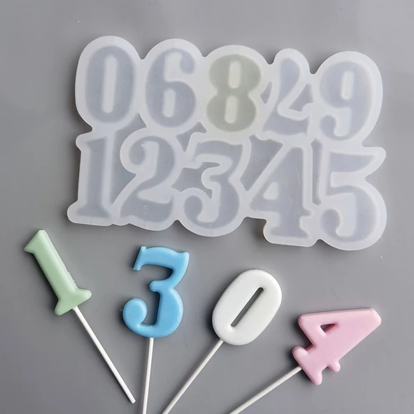 Silikon Kalıp Pasta Yaş Rakamları Lolipop Şeker Rakam Kalıbı - 3